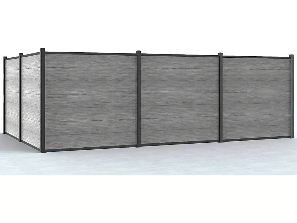 Canico E Cerca*EXPERTLAND Paineis De Vedacao Para Pousar A181 Cm, Kit De 7 Laminas Em Composito + 2 Postes Cinzento-Claro - Enola