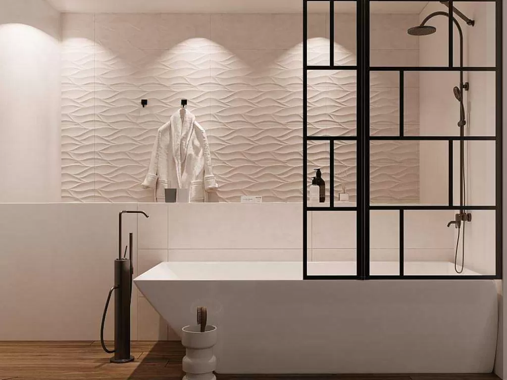 Resguardo De Banheira*Shower & Design Painel De Banheira Preto Mate De Estilo Industrial Com Painel Giratorio 100X140 Cm - Obelini