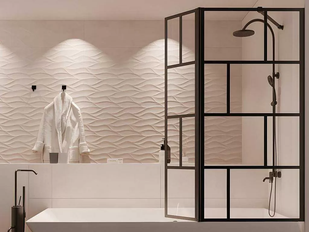 Resguardo De Banheira*Shower & Design Painel De Banheira Preto Mate De Estilo Industrial Com Painel Giratorio 100X140 Cm - Obelini