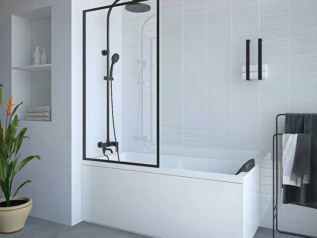 Resguardo De Banheira*Shower & Design Painel De Banheira Preto Mate Estilo Industrial 70 X 140 Cm Vidro Temperado - Bradenton