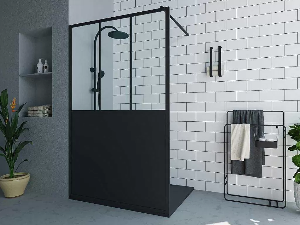 Painel De Duche*Shower & Design Painel De Duche A Italiana Preto Mate Estilo Atelier 120 X 200 Cm - Urbanik