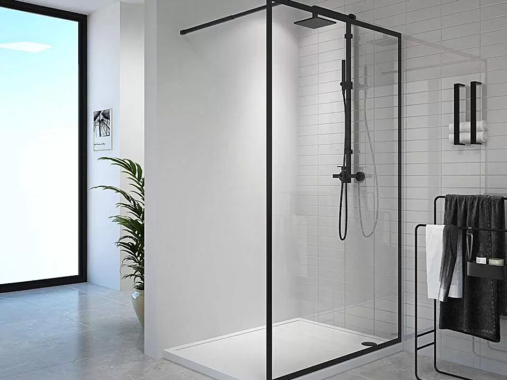 Painel De Duche*Shower & Design Painel De Duche Estilo Italiano 140 X 200 Cm Preto Mate Vidro Temperado - Amberi