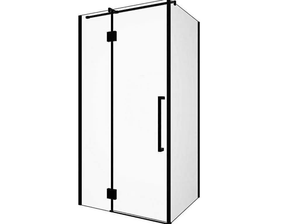 Painel De Duche*Shower & Design Painel De Duche Fixo Com Porta Giratoria Preto Mate Estilo Industrial 80 X 100 X 190 Cm - Princeton
