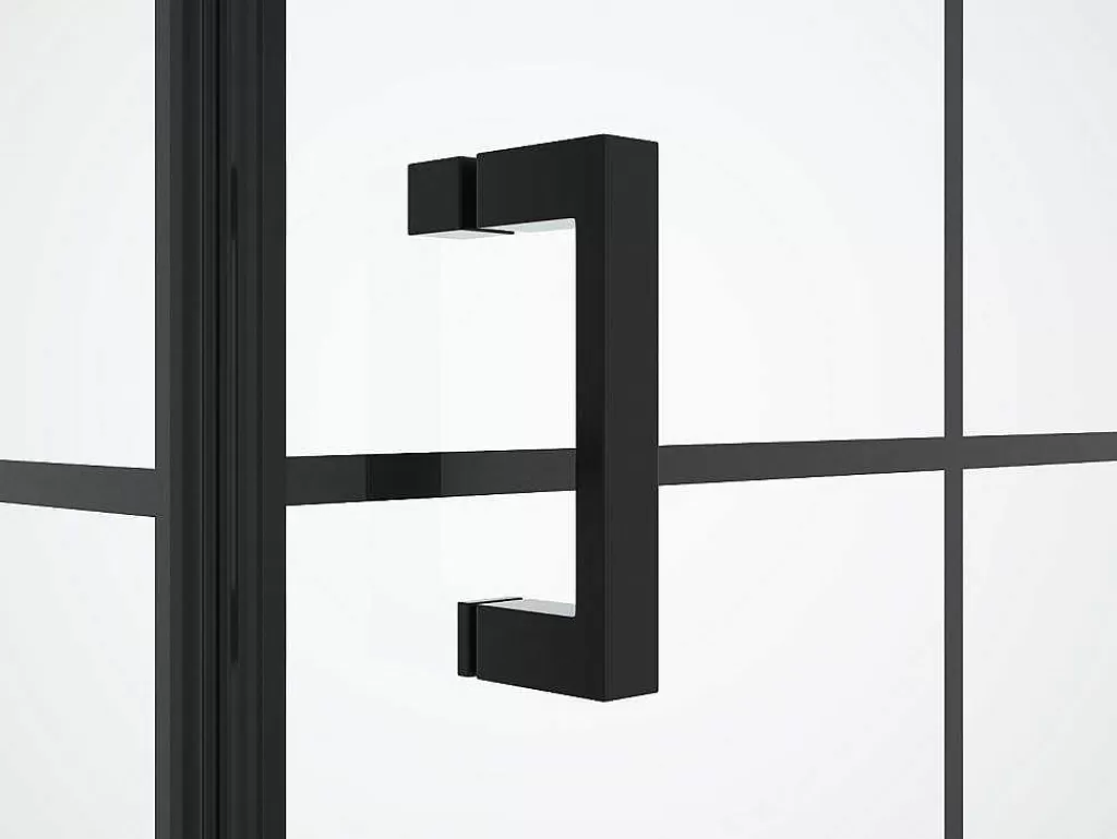 Painel De Duche*Shower & Design Painel De Duche Fixo Com Porta Giratoria Serigrafado Preto Mate 80 X 80 X 190 Cm - Caparica
