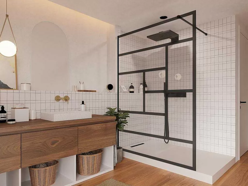 Painel De Duche*Shower & Design Painel De Duche Italiano Estilo Industrial Sefana - 140X200 Cm - Preto