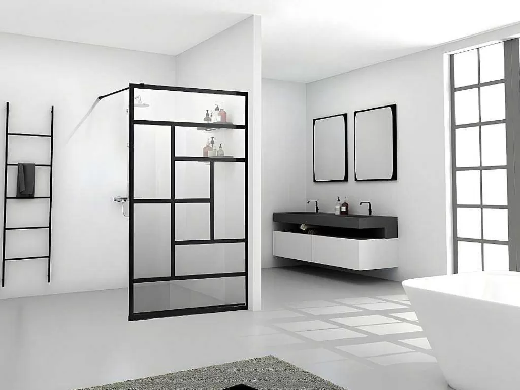 Painel De Duche*Shower & Design Painel De Duche Italiano Estilo Industrial Sefana - 140X200 Cm - Preto