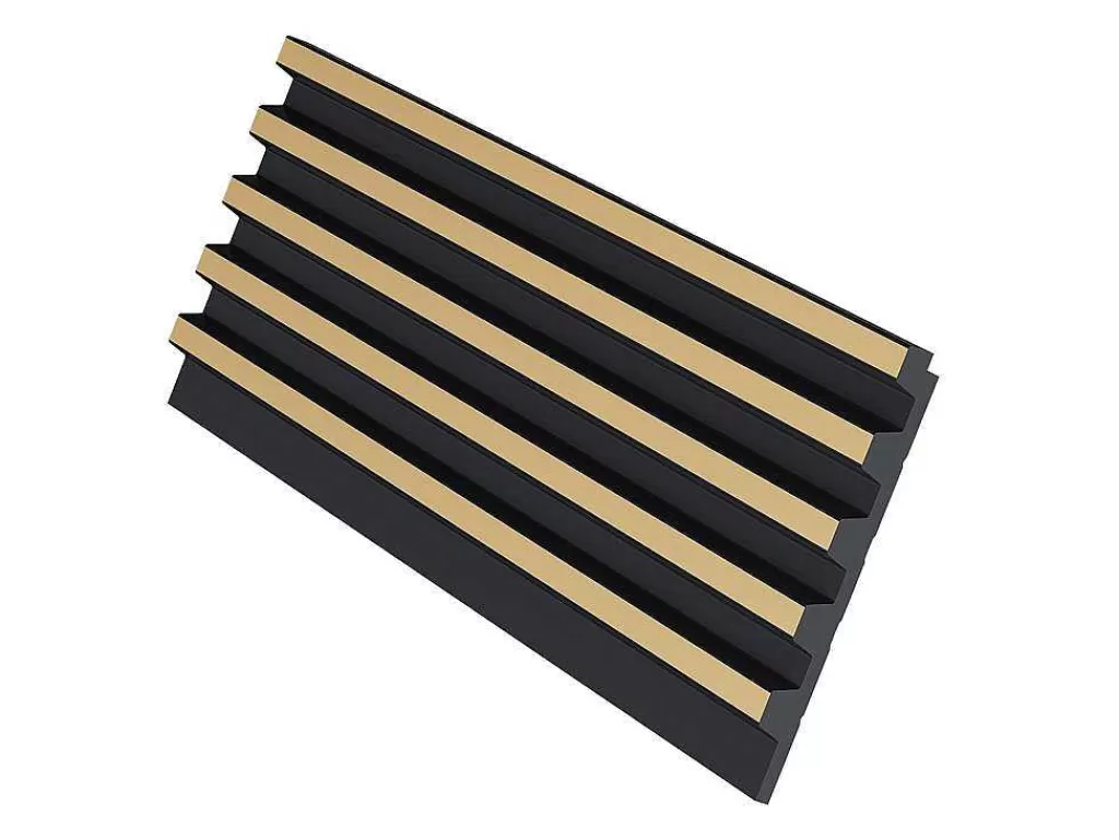 Painel De Parede*Vente-unique Painel De Parede 3D Pack De 2,83 M Preto E Dourado Conjunto De 8 Pecas - Clinton