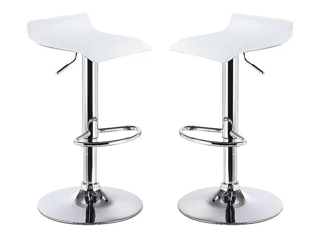 Bancos De Bar*Frankystar Par De 2 Bancos De Bar Estofados Em Couro Sintetico Para Bares E Cozinhas Modelo Graziano Branco
