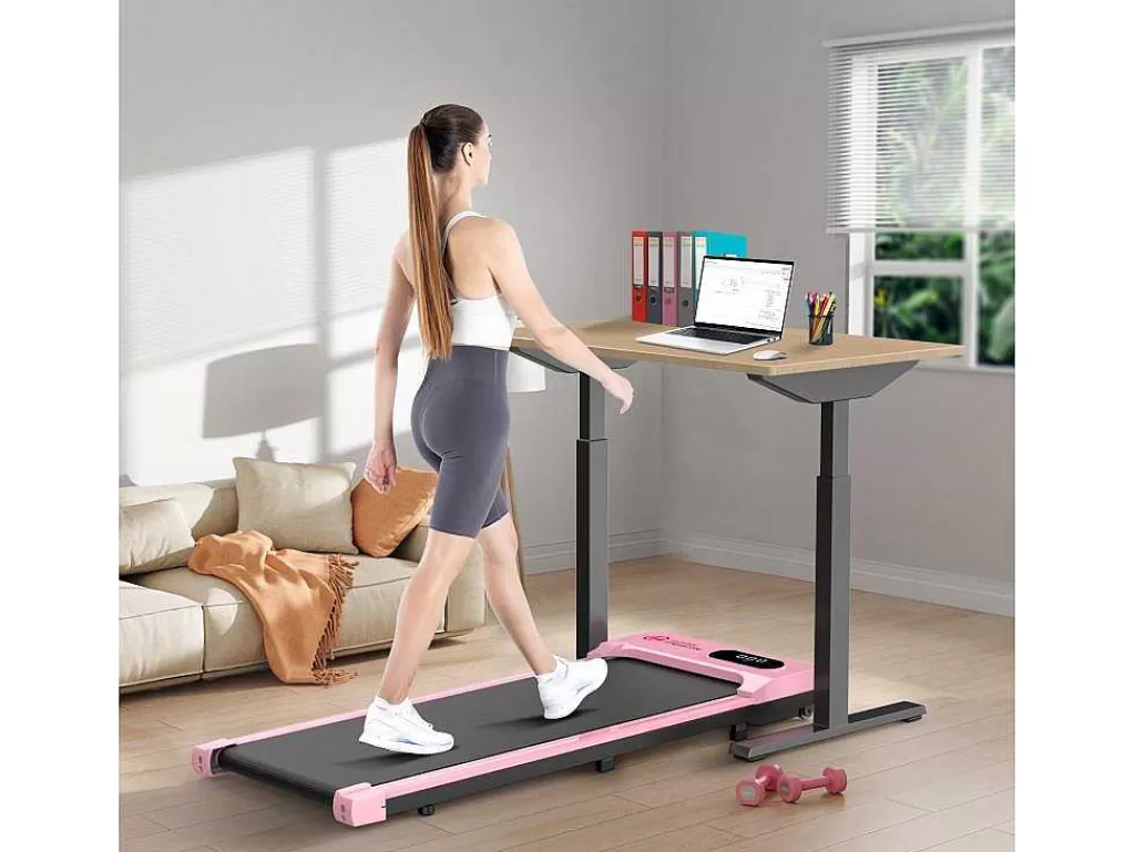 Fitness*Vente-unique Passadeira De Secretária 1-6Km/H Maquina De Corrida A Pe Para Escritório Em Casa Com Opcao De Dobragem
