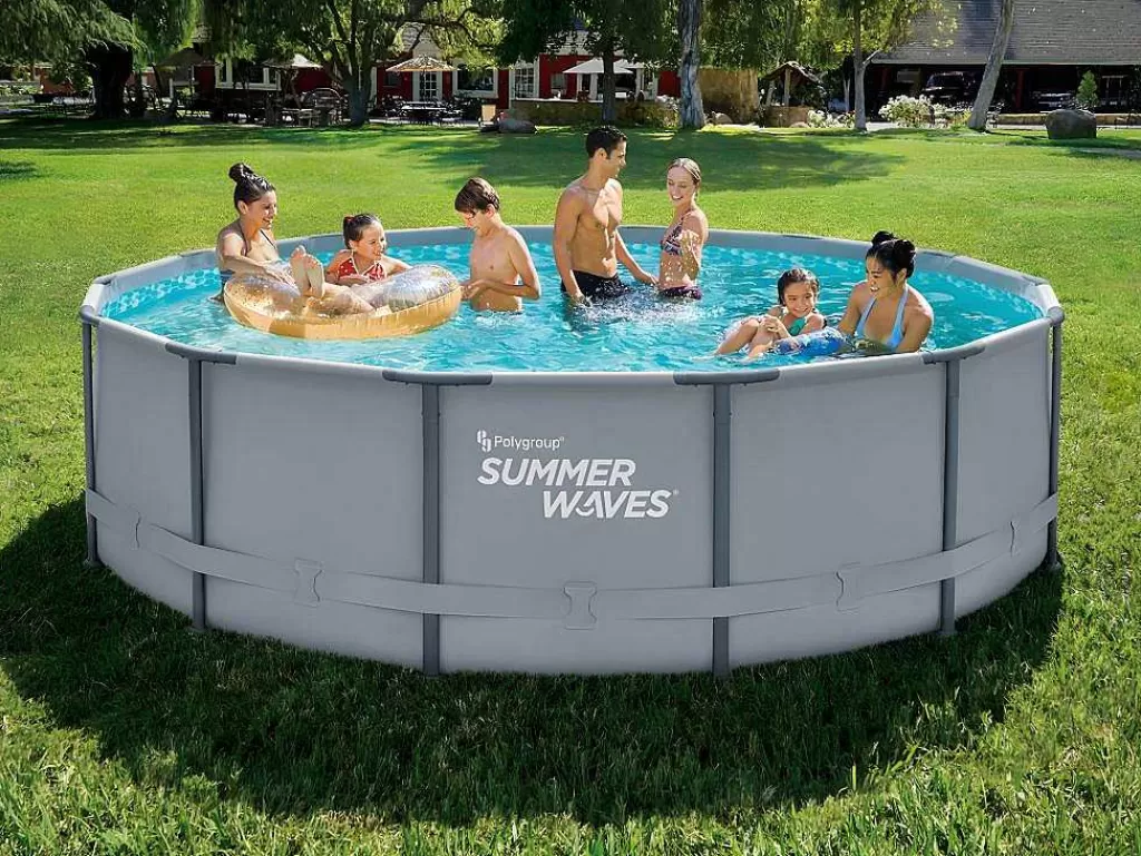 Piscina*Vente-unique Piscina Tubular Redonda Cinzenta Com Bomba Filtradora De Cartucho D.427 X A.107 Cm - Nisoka