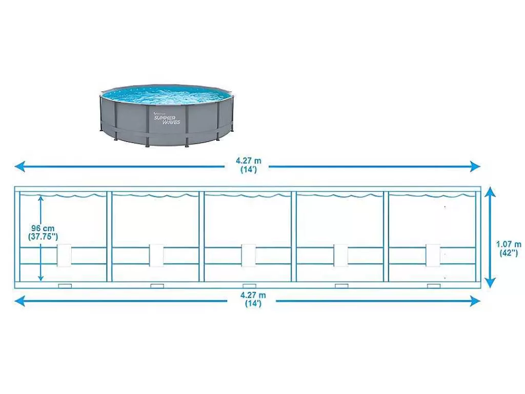 Piscina*Vente-unique Piscina Tubular Redonda Cinzenta Com Bomba Filtradora De Cartucho D.427 X A.107 Cm - Nisoka