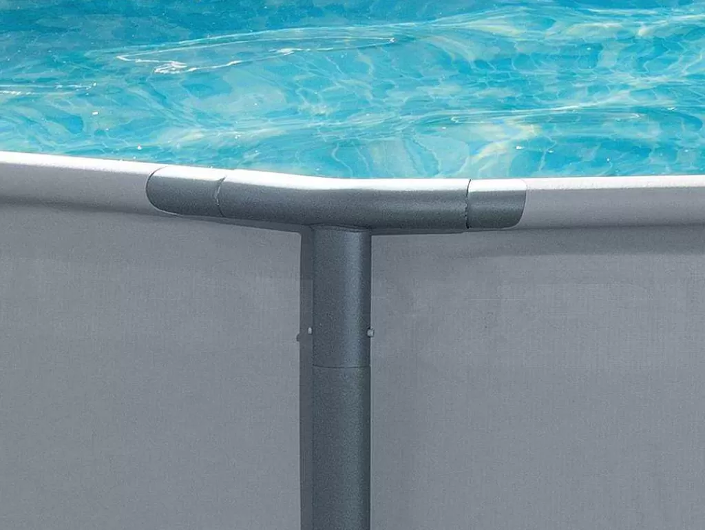 Piscina*Vente-unique Piscina Tubular Redonda Cinzenta Com Bomba Filtradora De Cartucho D.427 X A.107 Cm - Nisoka