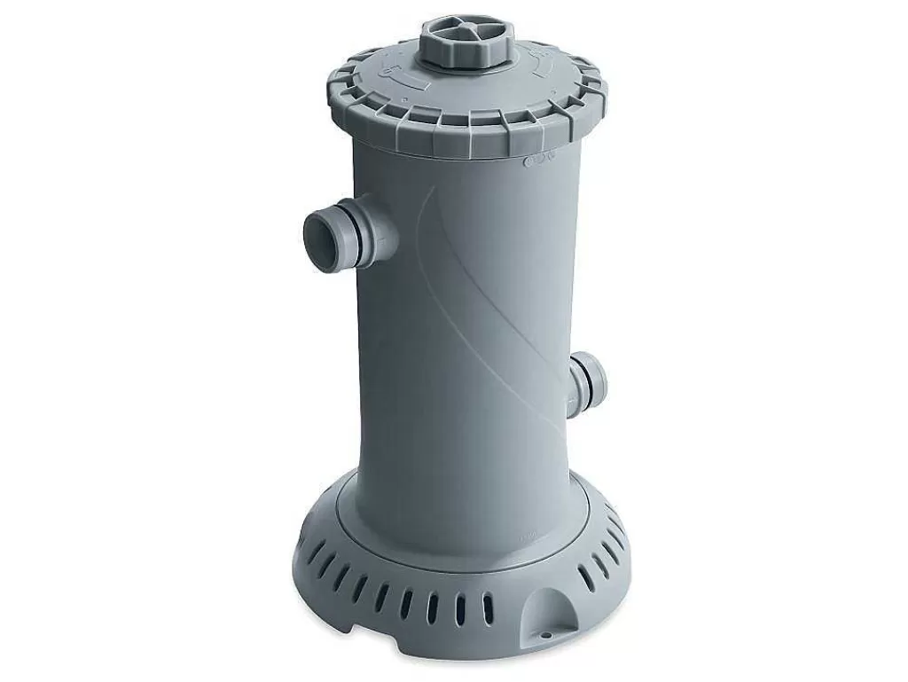Piscina*Vente-unique Piscina Tubular Redonda Cinzenta Com Bomba Filtradora De Cartucho D.427 X A.107 Cm - Nisoka