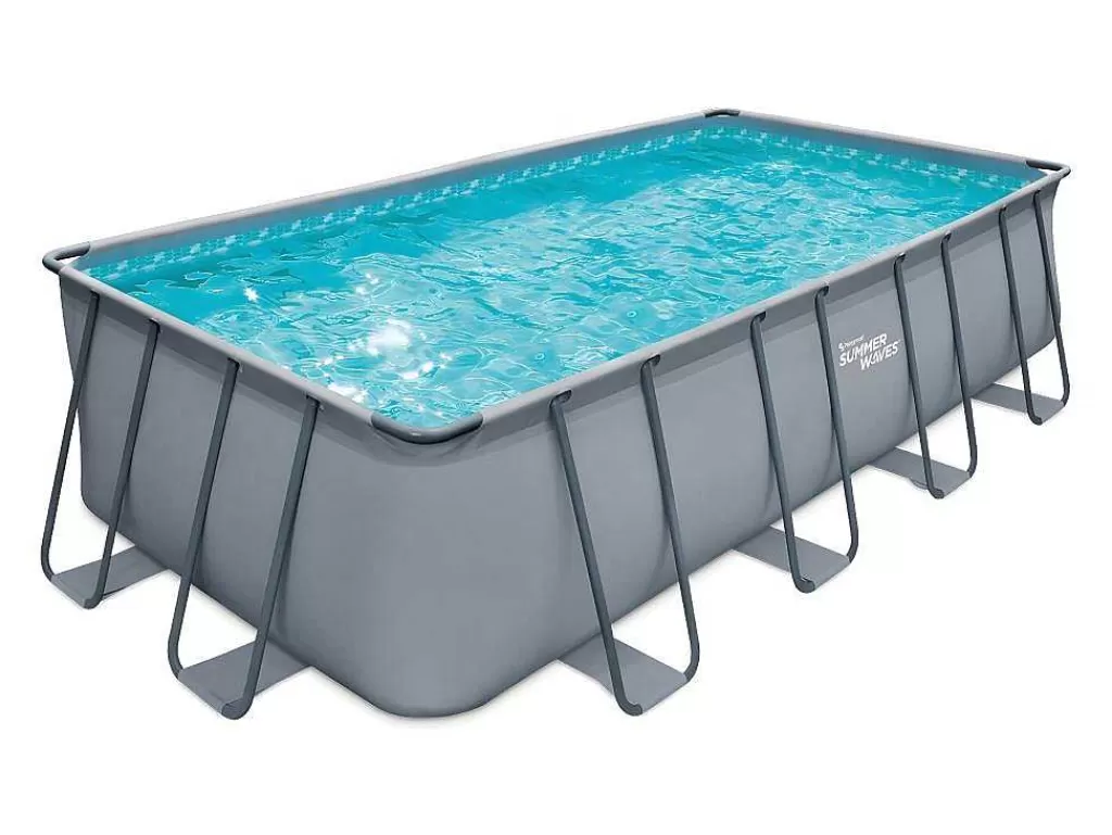Piscina*Vente-unique Piscina Tubular Retangular Cinzenta Com Bomba Filtradora De Cartucho C549 X L274 X A132 Cm - Zamora