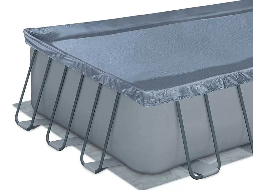 Piscina*Vente-unique Piscina Tubular Retangular Cinzenta Com Bomba Filtradora De Cartucho C549 X L274 X A132 Cm - Zamora
