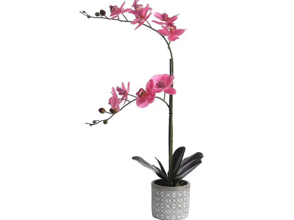 Planta Artificial*OZAIA Planta Artificial Orquidea Com Vaso Em Cimento A.55 X L.30 Cm Cor-De-Rosa - Riosane