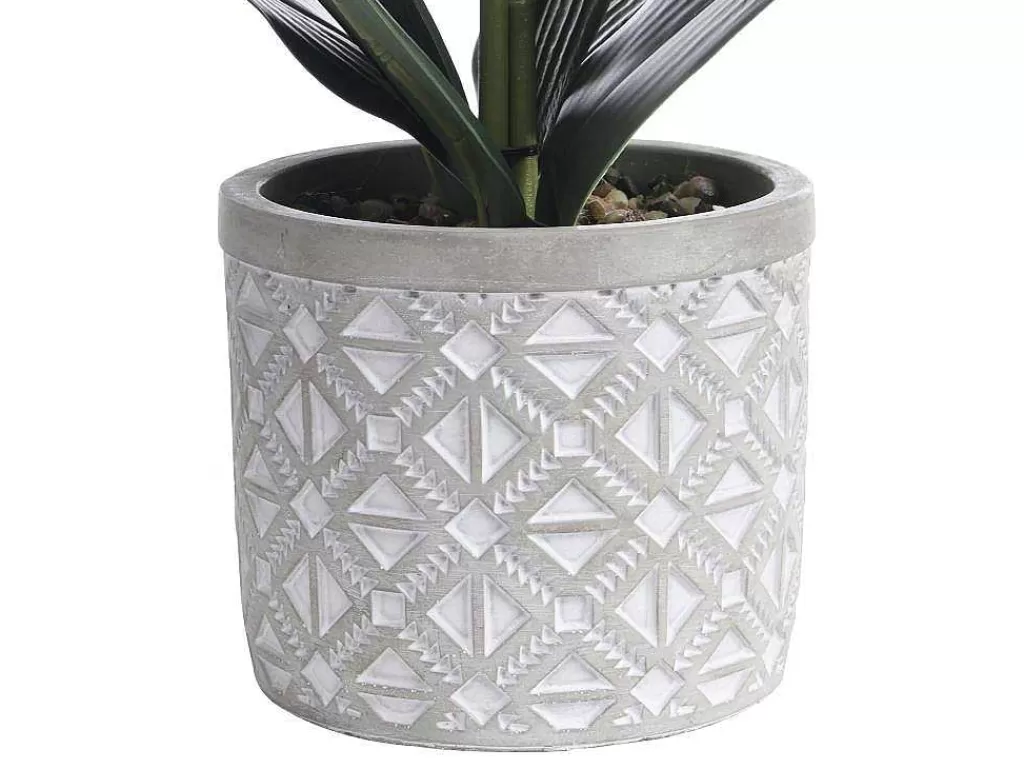 Planta Artificial*OZAIA Planta Artificial Orquidea Com Vaso Em Cimento A.55 X L.30 Cm Cor-De-Rosa - Riosane
