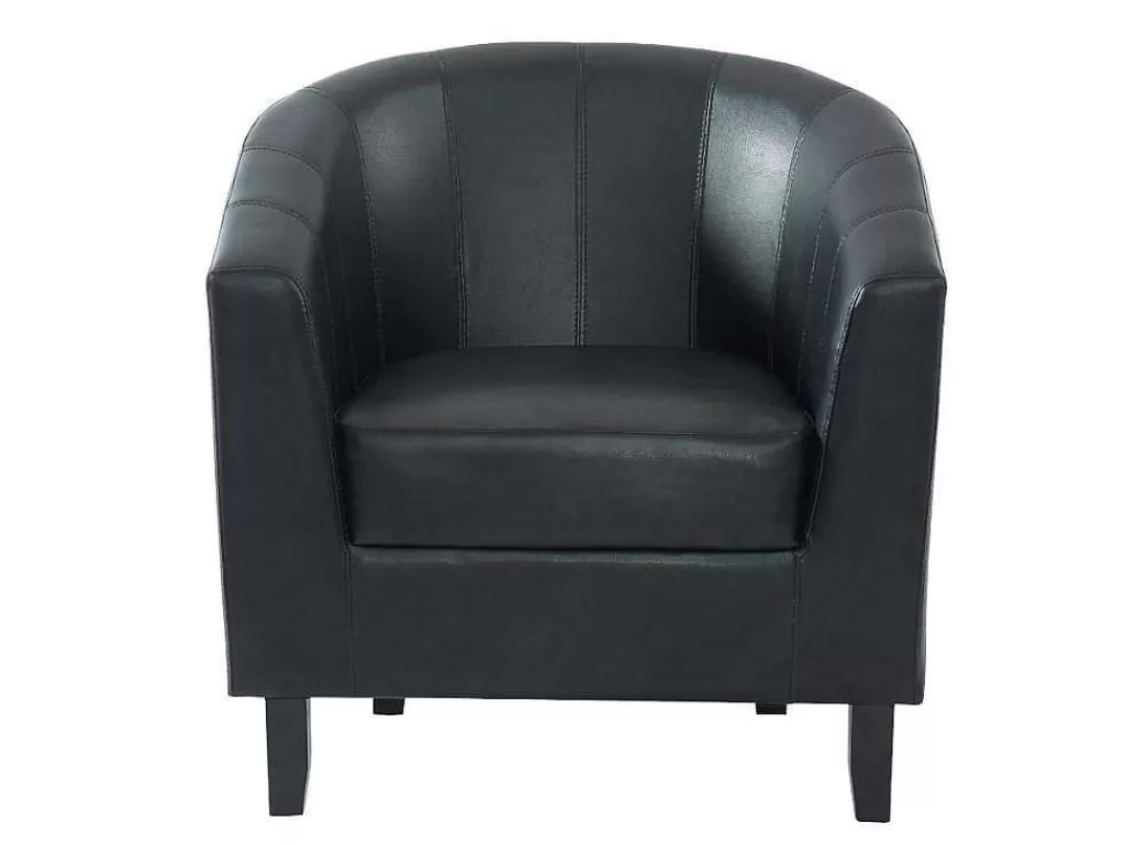 Promoções Sofás & Poltronas*Vente-unique Poltrona Cabriolet Em Pele Sintética Cor Preto - Cristobal Ii