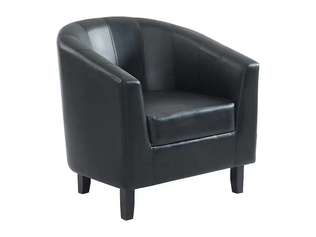 Promoções Sofás & Poltronas*Vente-unique Poltrona Cabriolet Em Pele Sintética Cor Preto - Cristobal Ii