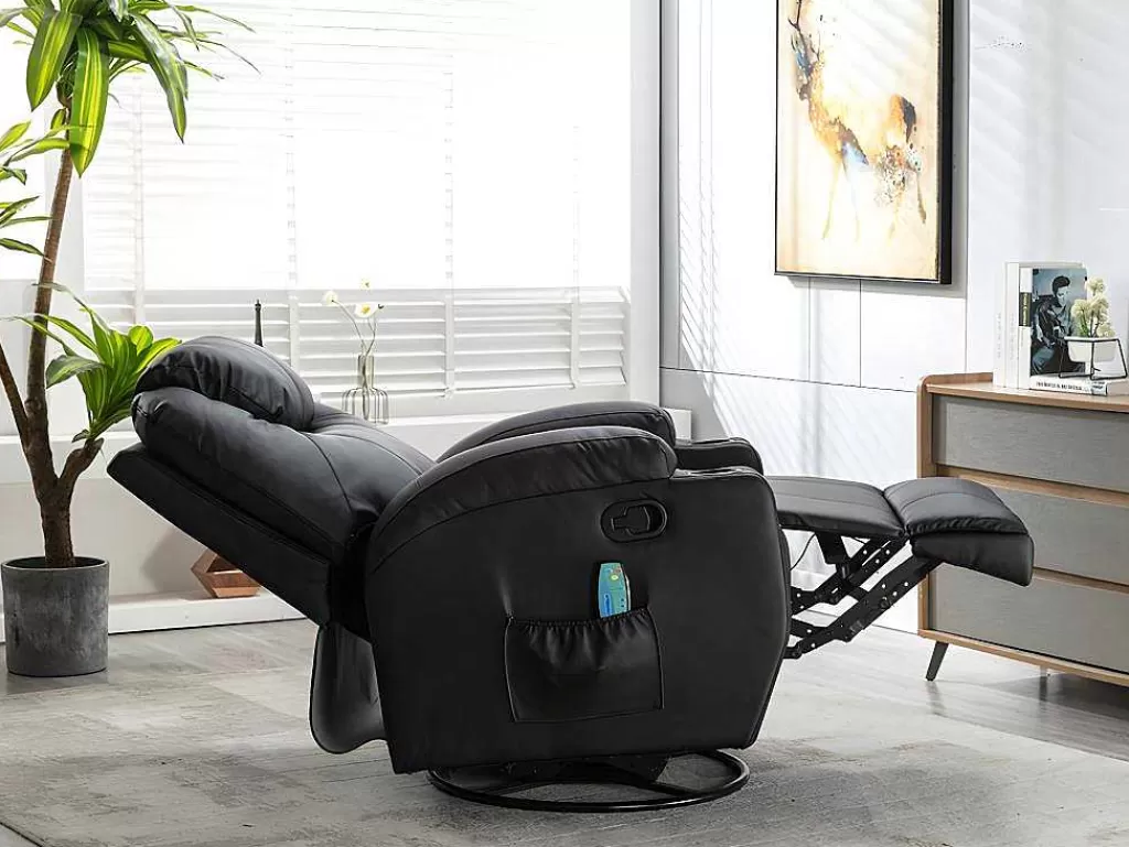 Promoções Sofás & Poltronas*Vente-unique Poltrona De Massagens Em Pele Sintética Cor Preto - Silvano