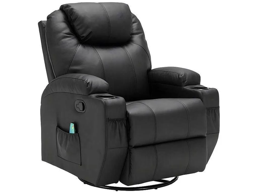 Promoções Sofás & Poltronas*Vente-unique Poltrona De Massagens Em Pele Sintética Cor Preto - Silvano