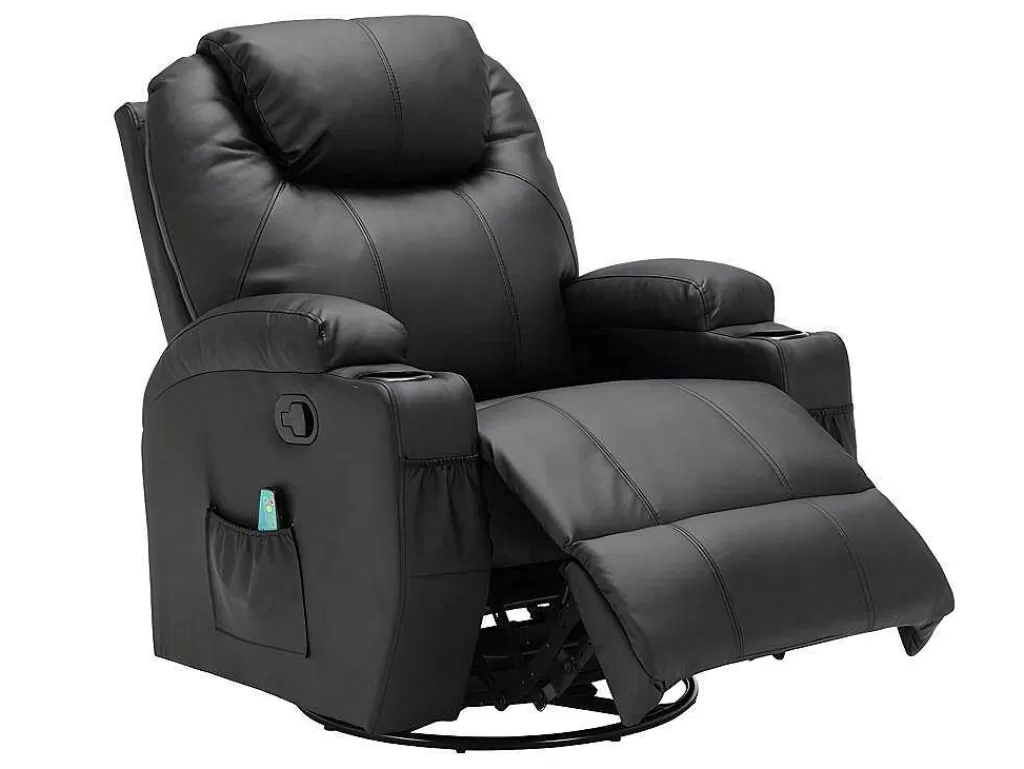Promoções Sofás & Poltronas*Vente-unique Poltrona De Massagens Em Pele Sintética Cor Preto - Silvano