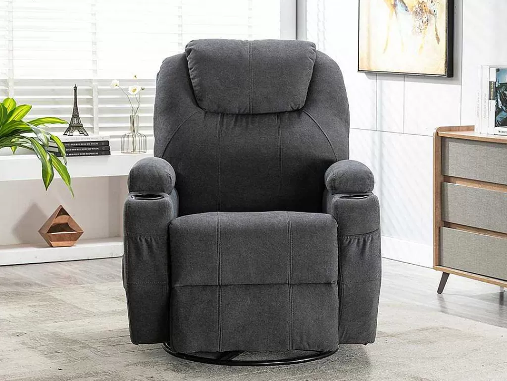 Cadeirão De Massagem*Vente-unique Poltrona De Massagens Em Tecido Cor Cinza - Silvano