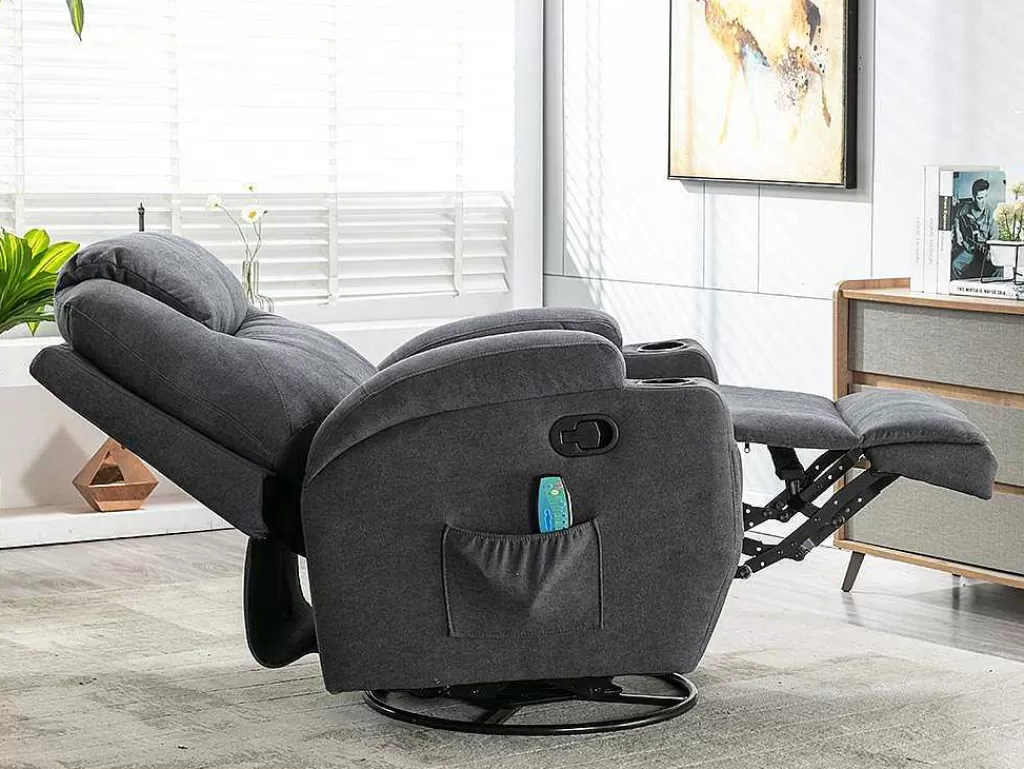 Cadeirão De Massagem*Vente-unique Poltrona De Massagens Em Tecido Cor Cinza - Silvano