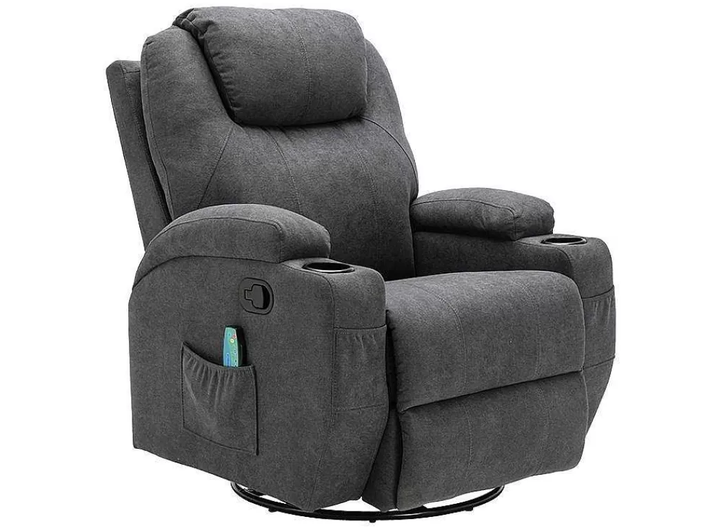 Cadeirão De Massagem*Vente-unique Poltrona De Massagens Em Tecido Cor Cinza - Silvano