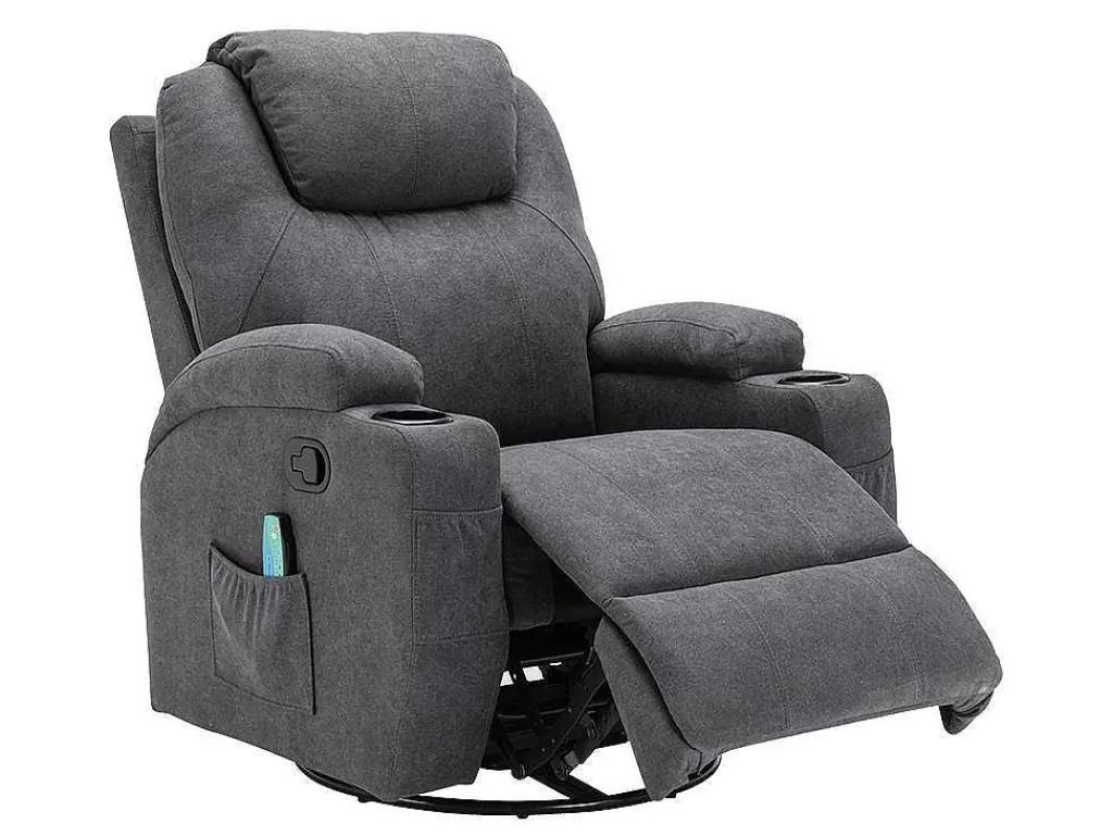 Cadeirão De Massagem*Vente-unique Poltrona De Massagens Em Tecido Cor Cinza - Silvano