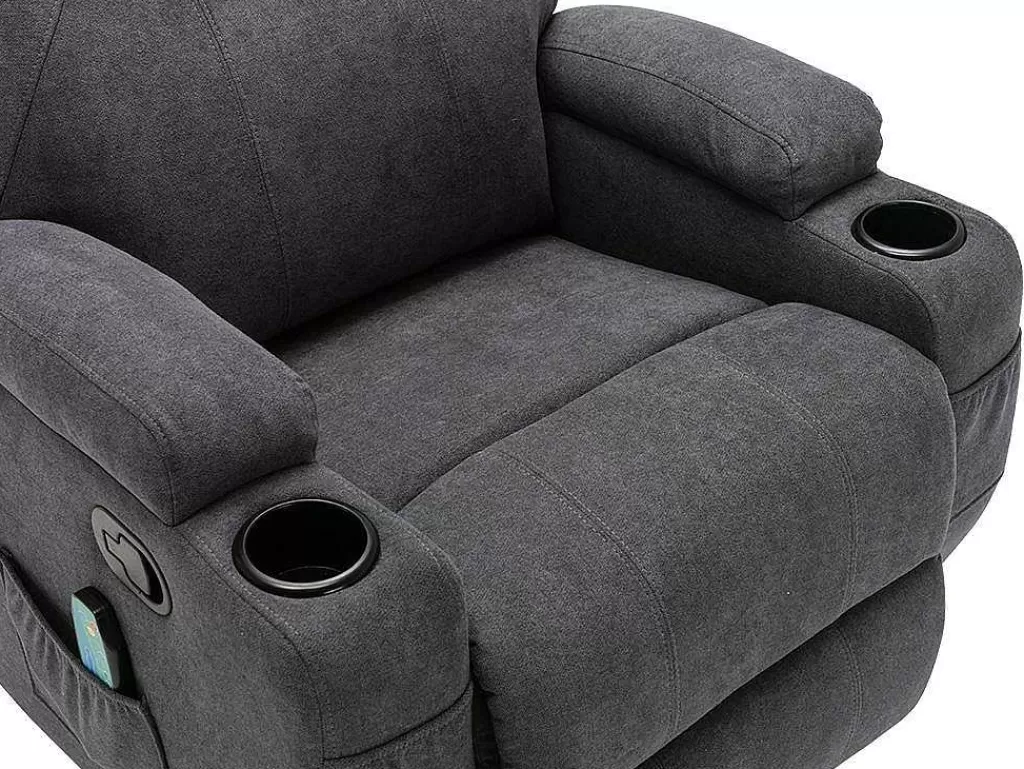 Cadeirão De Massagem*Vente-unique Poltrona De Massagens Em Tecido Cor Cinza - Silvano