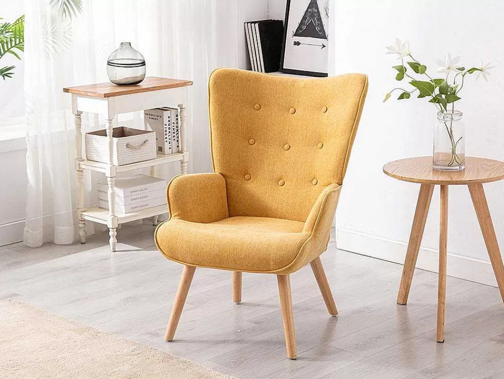 Poltrona Em Tecido*Vente-unique Poltrona Em Tecido Cor Amarelo Mostarda - Vately