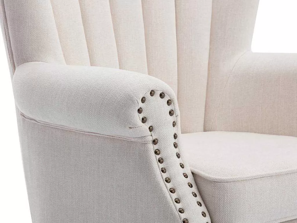 Poltrona Em Tecido*Vente-unique Poltrona Em Tecido Cor Creme Acabamento Canelado - Batoumi