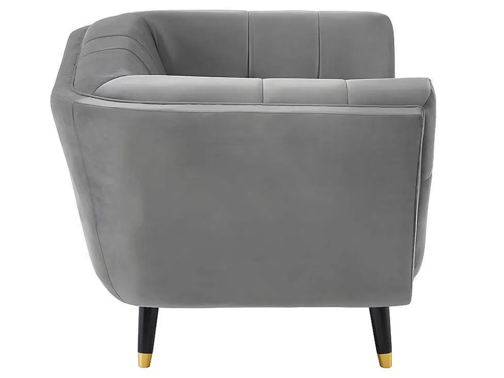 Poltrona Em Tecido*Vente-unique Poltrona Em Veludo Cor Cinza - Samantha Ii