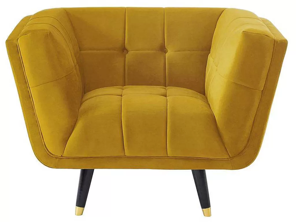 Poltrona Em Veludo*Vente-unique Poltrona Em Veludo Cor Ocre - Samantha Ii