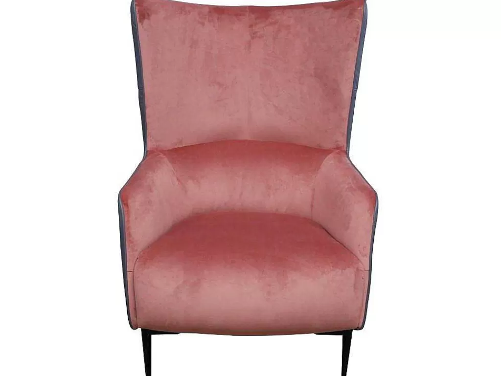 Poltrona Em Veludo*Vente-unique Poltrona Em Veludo Cor-De-Rosa E Estrutura Antracite - Mendocino