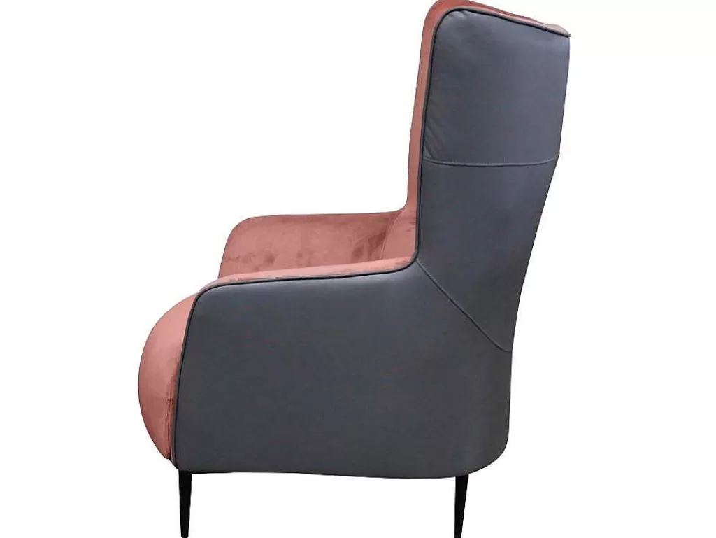 Poltrona Em Veludo*Vente-unique Poltrona Em Veludo Cor-De-Rosa E Estrutura Antracite - Mendocino
