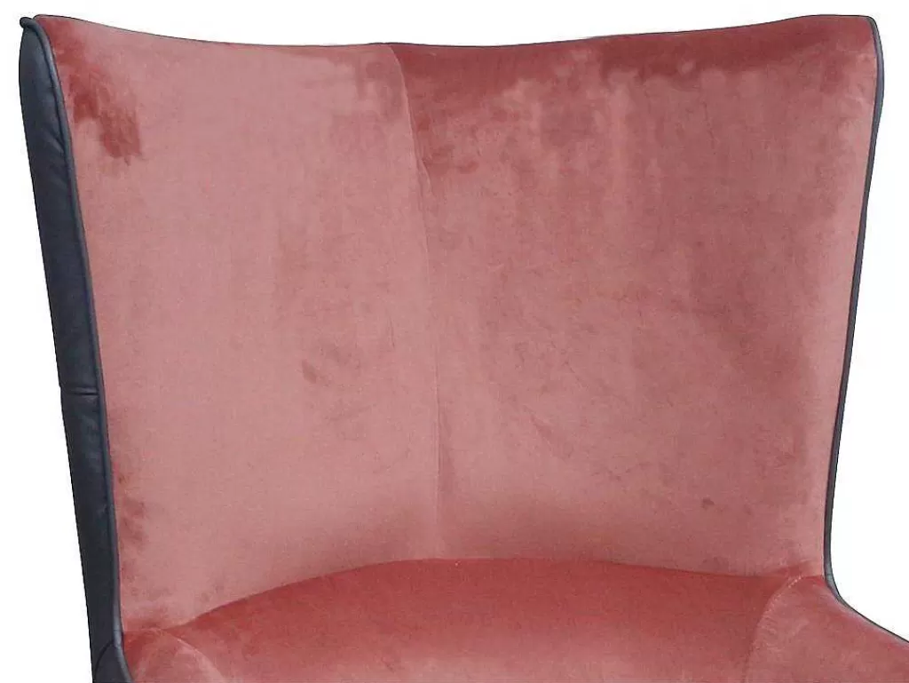 Poltrona Em Veludo*Vente-unique Poltrona Em Veludo Cor-De-Rosa E Estrutura Antracite - Mendocino