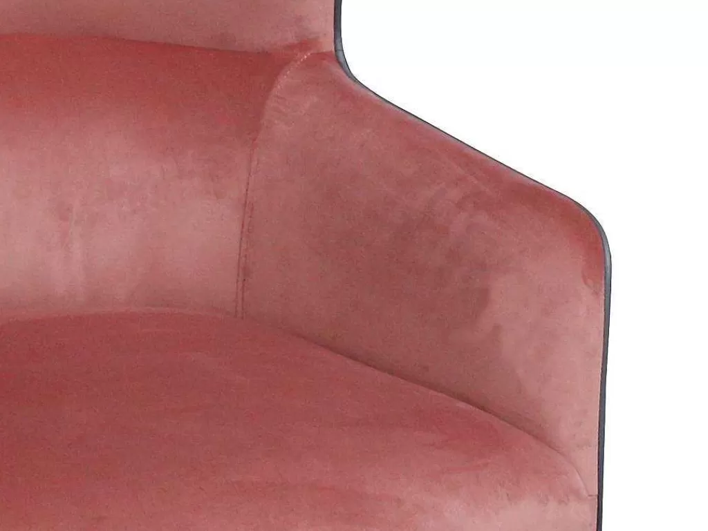 Poltrona Em Veludo*Vente-unique Poltrona Em Veludo Cor-De-Rosa E Estrutura Antracite - Mendocino