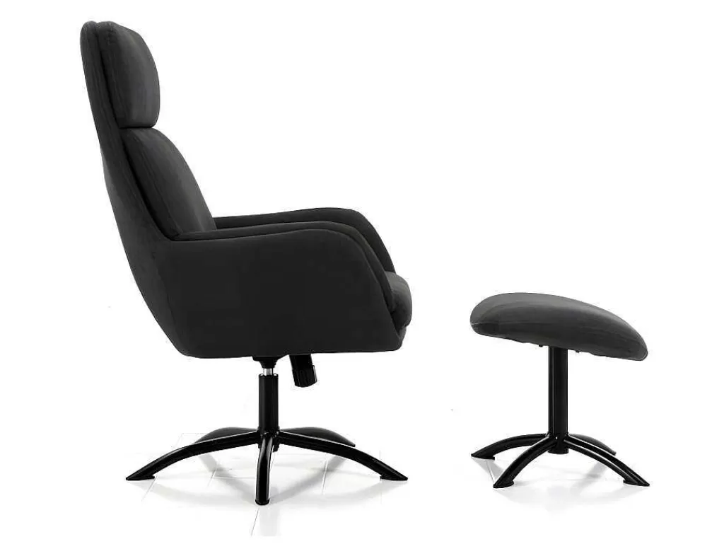 Cadeirão Relax*Vente-unique Poltrona Inclinavel Em Linho Com Apoio De Pés Cor Cinza-Escuro - Arbori