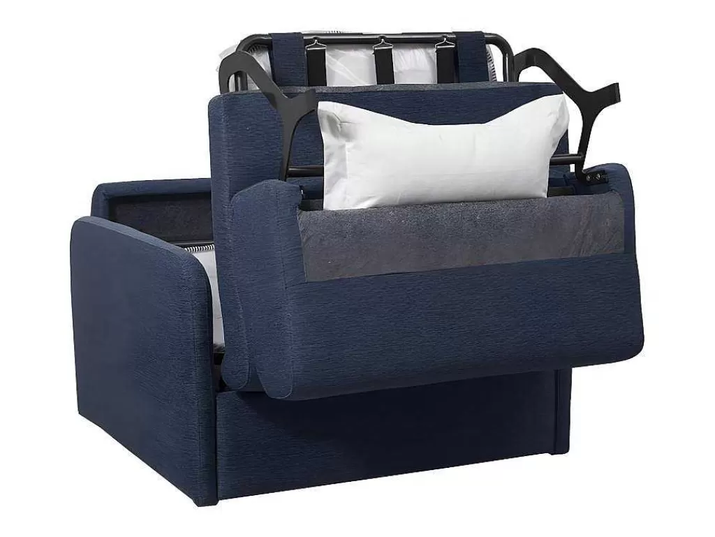 Poltrona Cama*Vente-unique Poltrona Rapidamente Convertivel Em Cama De 70 Cm Em Tecido Azul - Nadoa