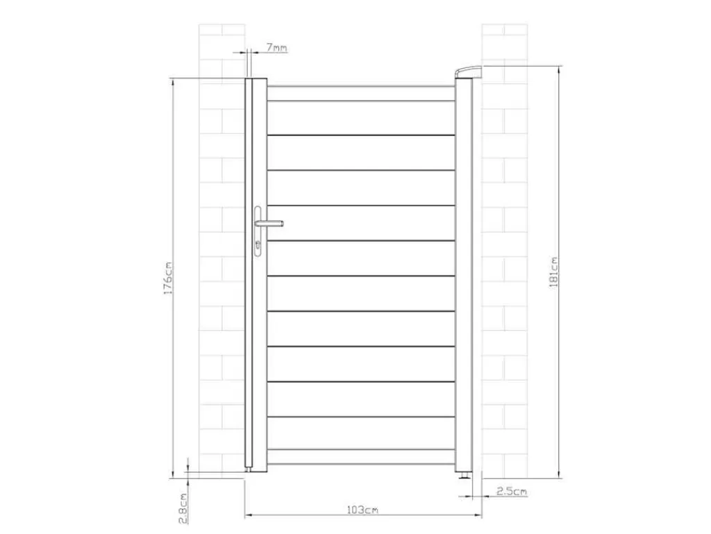 Porta E Portão*EXPERTLAND Porta De Batente Antracite Em Aluminio De C100 X A173 Cm - Nazario