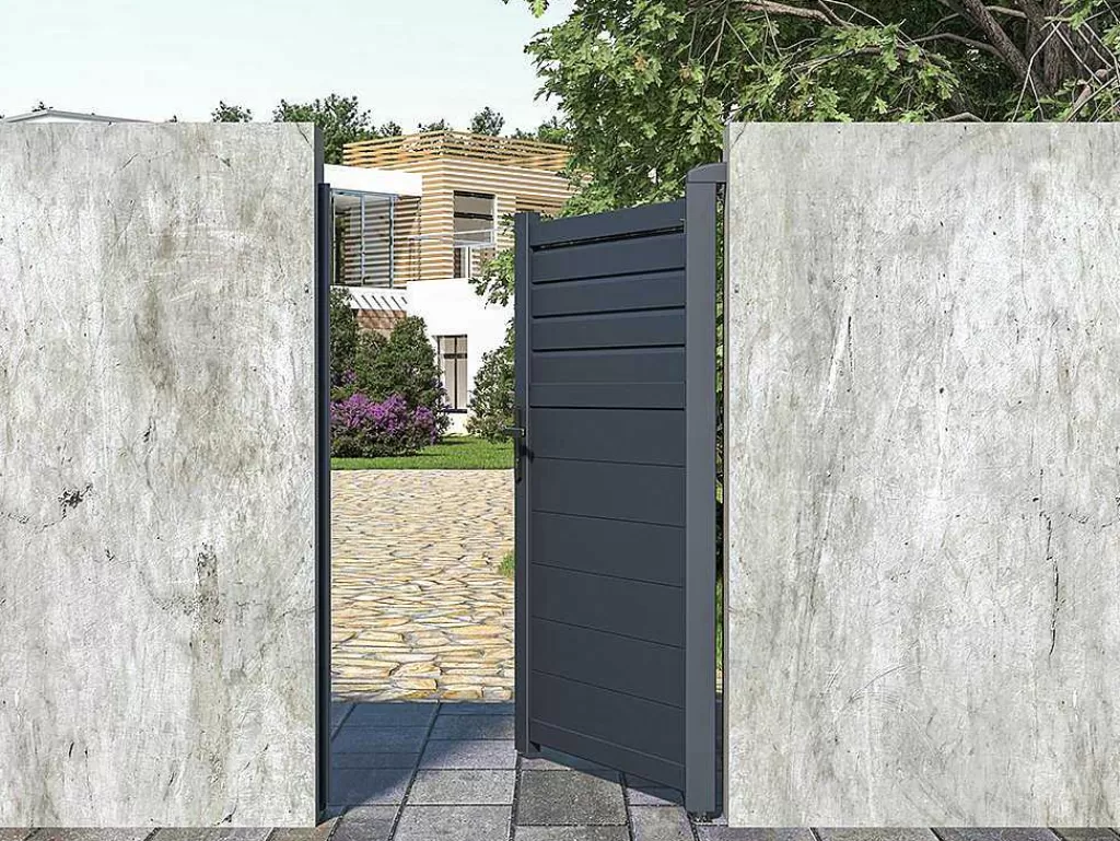 Porta E Portão*EXPERTLAND Porta De Batente Em Aluminio Estilo Persiana De C103 X A166 Cm Cor Antracite - Viazo