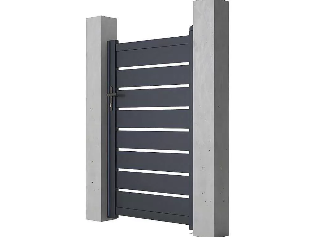 Porta E Portão*EXPERTLAND Porta De Batente Perfurada Antracite Em Aluminio De C100 X A158 Cm - Primo