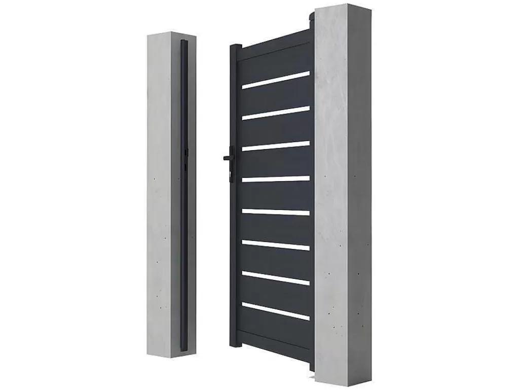 Porta E Portão*EXPERTLAND Porta De Batente Perfurada Antracite Em Aluminio De C100 X A176 Cm - Primo