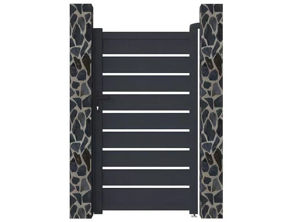 Porta E Portão*EXPERTLAND Porta De Batente Perfurada Antracite Em Aluminio De C100 X A176 Cm - Primo