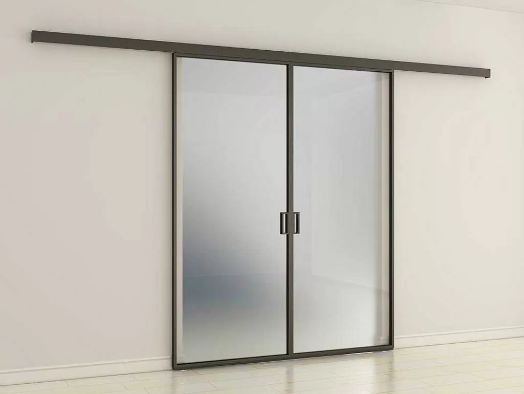 Porta De Correr*Vente-unique Porta De Correr Com Aplique Linci - A. 205 Cm X L. 83 Cm - Vidro Temperado