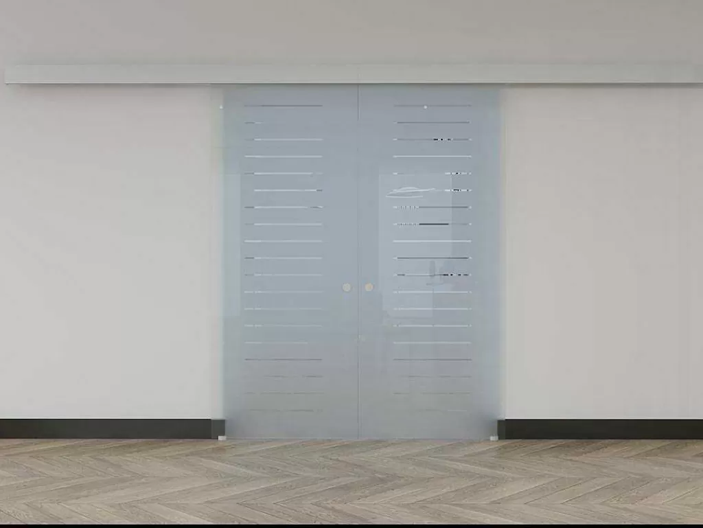 Porta De Correr*Vente-unique Porta De Correr Dupla Com Aplique - A 205 X L 83 Cm - Vidro Temperado - Astana