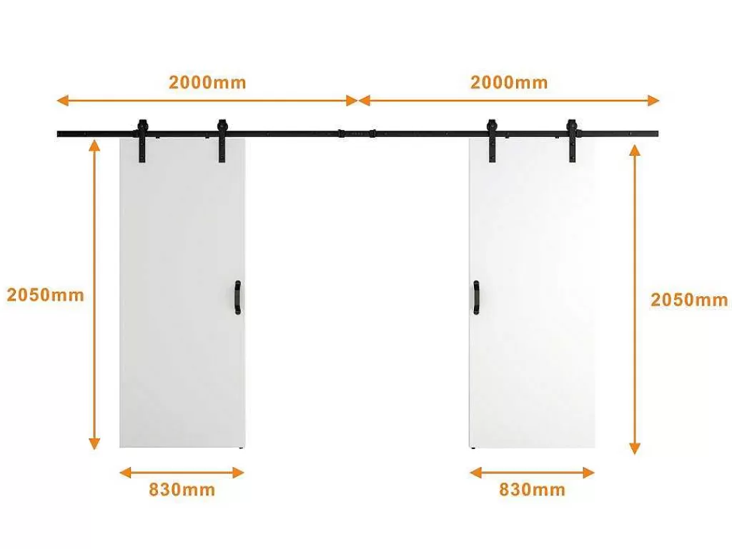 Porta De Correr*Vente-unique Porta De Correr Dupla Em Aplique, 2 X A205 X L83 Cm, Mdf E Pvc Branco - Varin