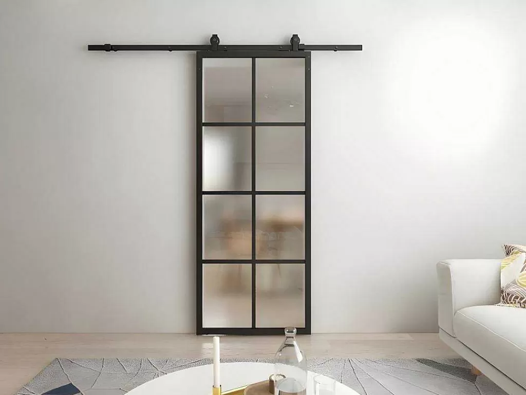 Porta De Correr*Vente-unique Porta De Correr Em Aplique A205 Cm X C83 Cm Em Aluminio E Vidro Temperado - Wilden
